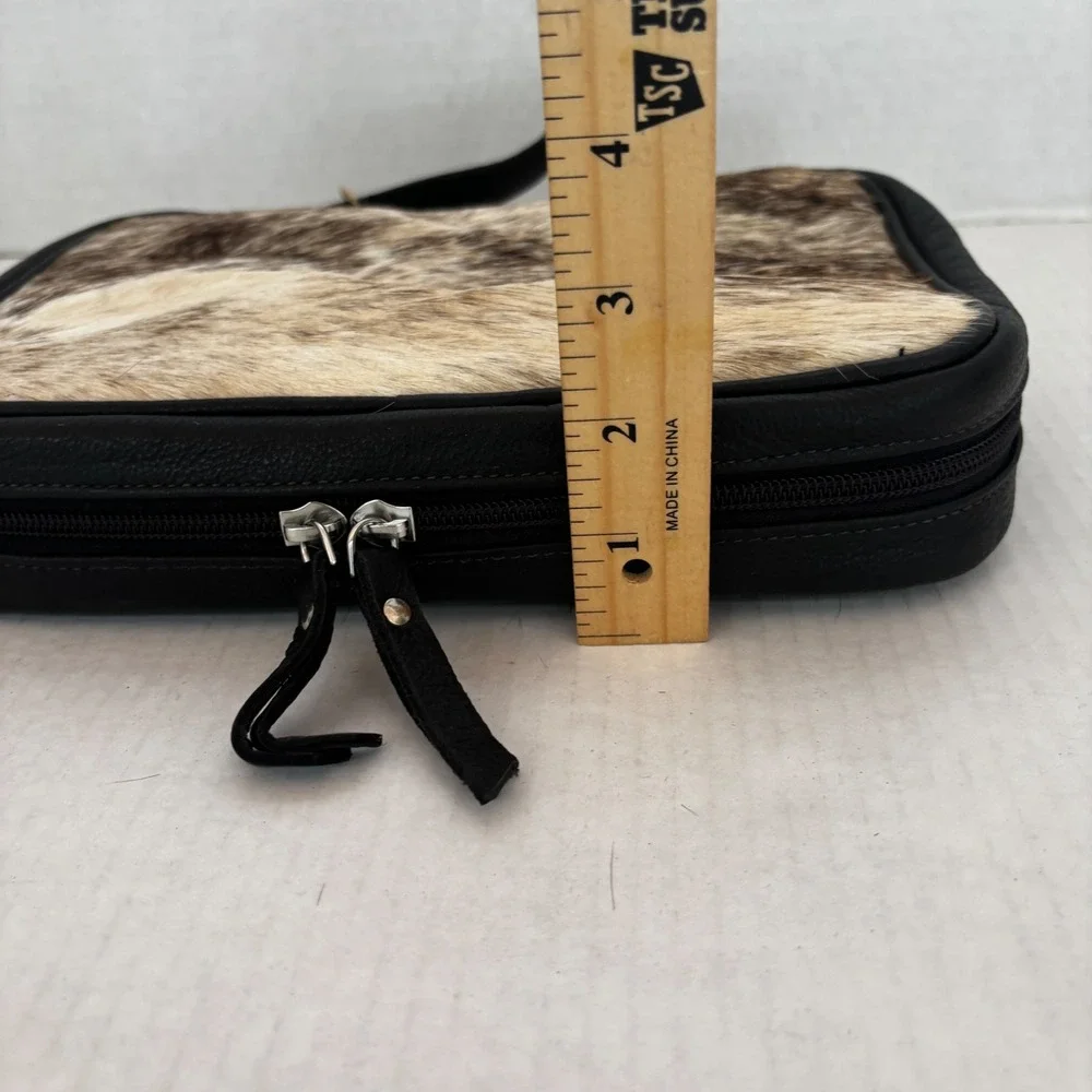 Cowhide Leather Jewelry Organizer Case Women's Large Brown Black Western New